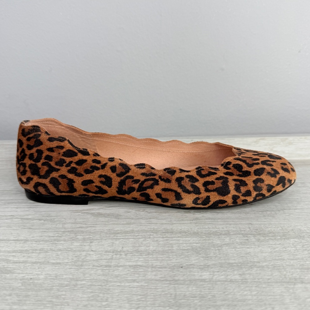 FS/NY French Sole Jigsaw Leopard Print Scalloped Flats size 8 - Picture 4 of 14